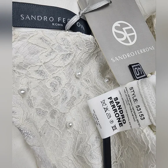 White Dress with Beads Sandro Ferrone - Perfect for Special Occasions - Picture 13 of 13